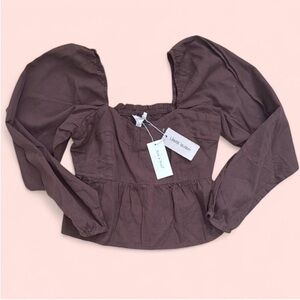 Sim & Sam brown linen blend blouse